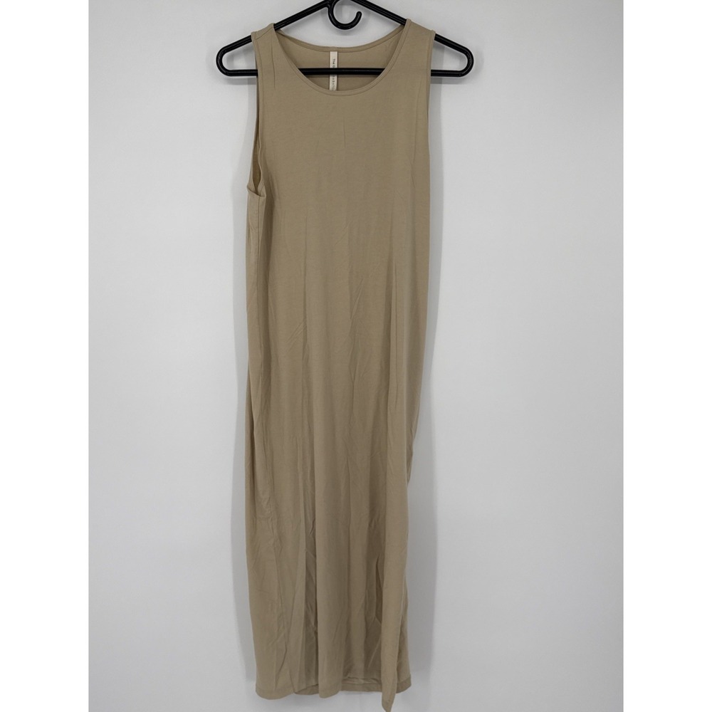 Aritzia The Group Babaton Evelina Dress Bodycon SideSlit Beige Medium Sleeveless